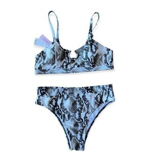 NWT Snakeskin Print High Waisted Bikini By Ejsoyo, Large